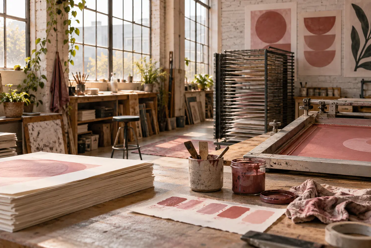 Illustration of print businesses and their working space